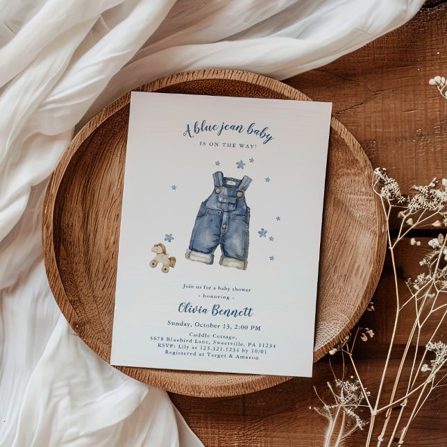 Invitación a Baby Shower de Denim Blue Jean (Subido por el creador)