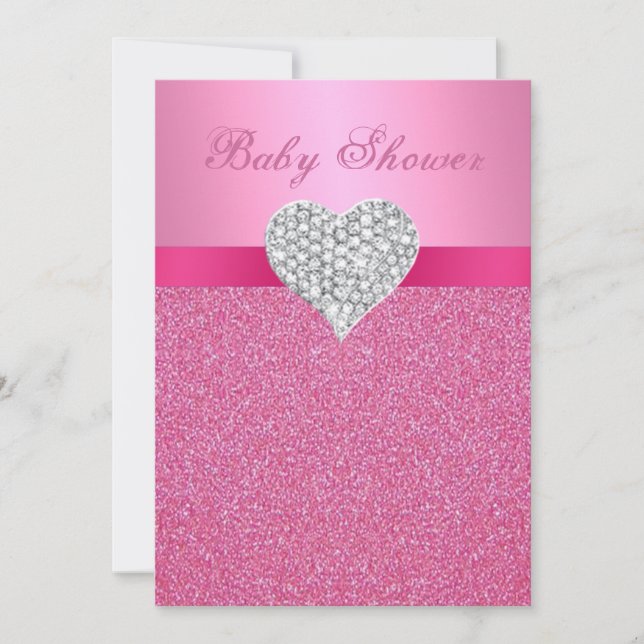 Invitación a Baby Shower de Diamond Heart Purpurin (Anverso)