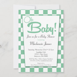 Invitación a Baby Shower de Diner de Retro Verde M