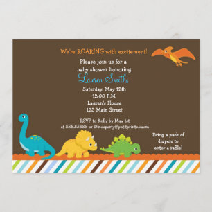 Invitación a Baby Shower de Dino Dinosaur Boys