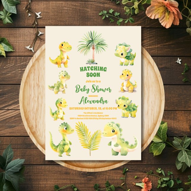 Invitación a Baby Shower de Dinosaur Egg Cute Wate (Subido por el creador)