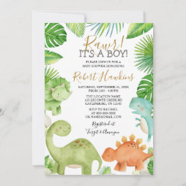 Invitación a Baby Shower de Dinosaur Oh Boy