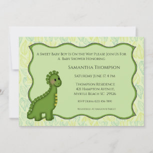Invitación a Baby Shower de dinosaurios