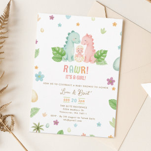 Invitación a Baby Shower de dinosaurios