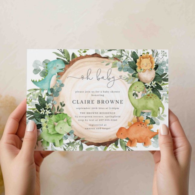 Invitación a Baby Shower de dinosaurios (Subido por el creador)