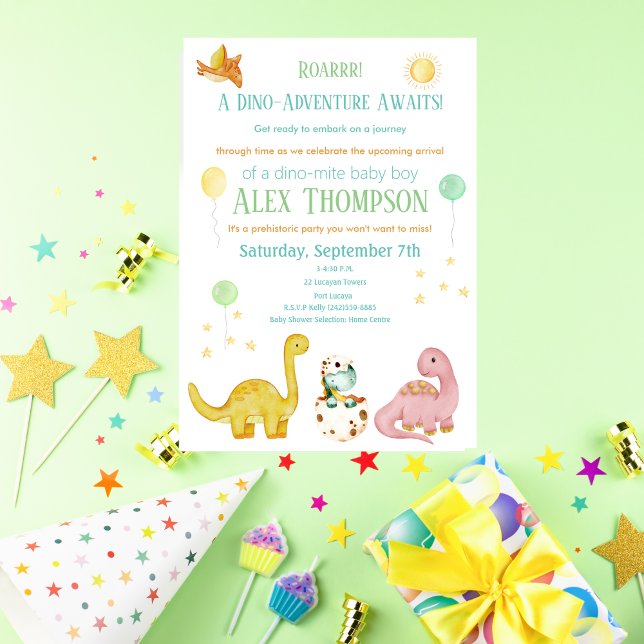 Invitación a Baby Shower de dinosaurios (Subido por el creador)