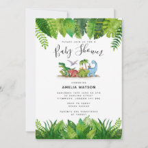 Invitación a Baby Shower de dinosaurios