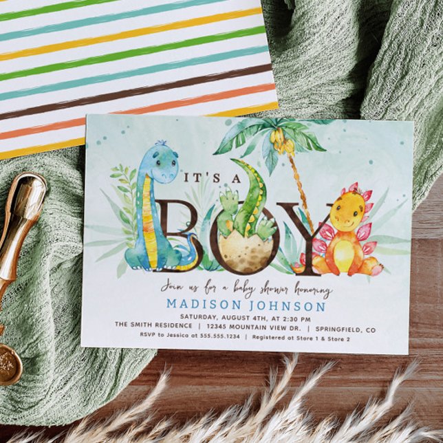 Invitación a Baby Shower de Dinosaurios Boy (Subido por el creador)