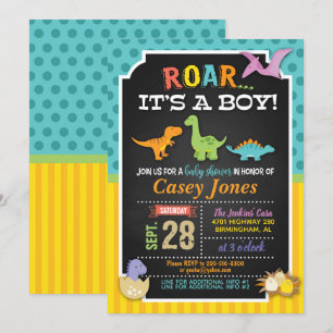 Invitación a Baby Shower de dinosaurios - Chico