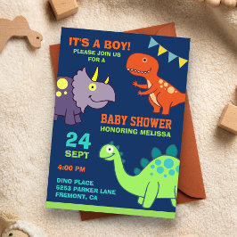 Invitación a Baby Shower de dinosaurios para bebés