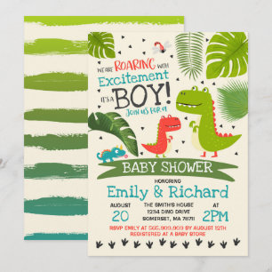 Invitación a Baby Shower de dinosaurios T-Rex Baby
