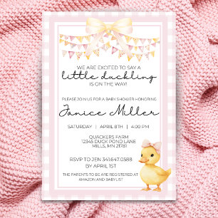 Invitación a Baby Shower de doble dorado rosa y am