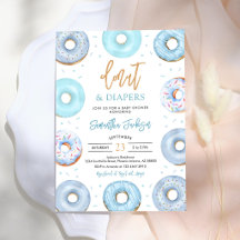 Invitación a Baby Shower de Donas Azules y Pañales