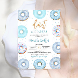 Invitación a Baby Shower de Donas Azules y Pañales