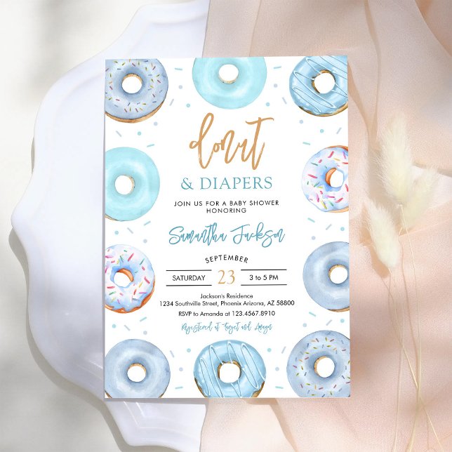 Invitación a Baby Shower de Donas Azules y Pañales (Subido por el creador)