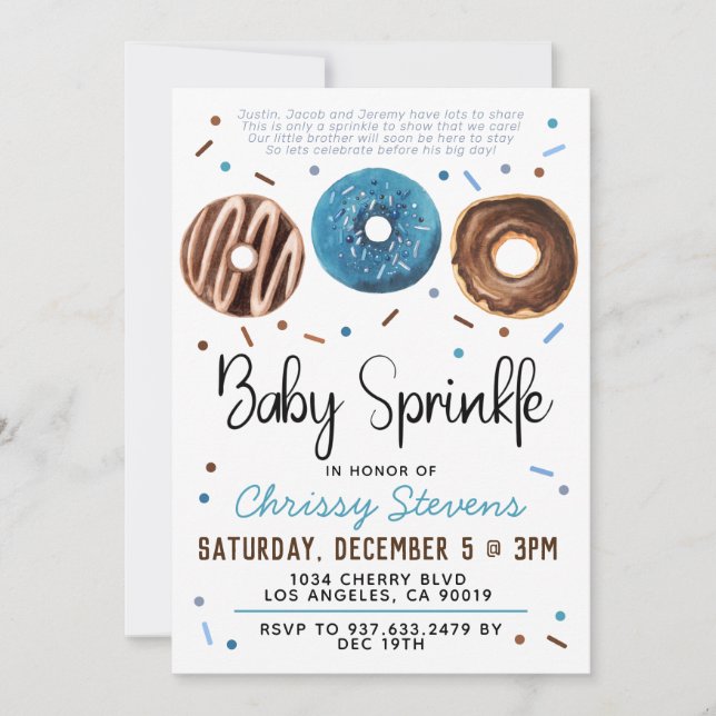 Invitación a Baby Shower de Donut Baby Sprinkle (Anverso)