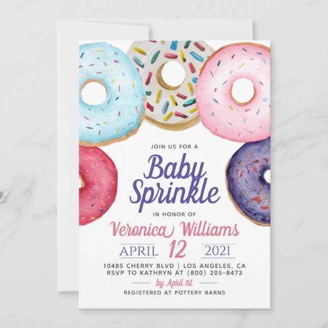 Invitación a Baby Shower de Donut Baby Sprinkle (Anverso)