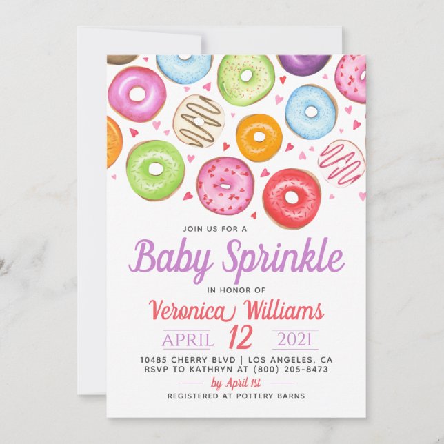 Invitación a Baby Shower de Donut Baby Sprinkle (Anverso)