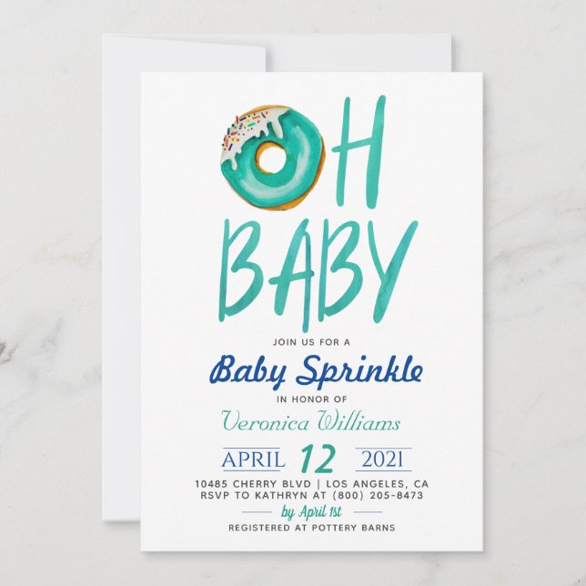Invitación a Baby Shower de Donut Baby Sprinkle (Anverso)