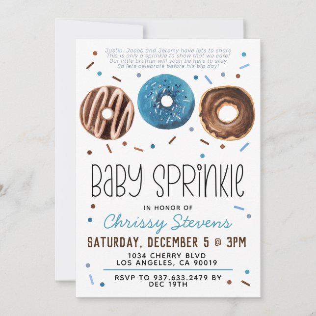 Invitación a Baby Shower de Donut Baby Sprinkle (Anverso)