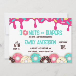 Invitación a Baby Shower de Donuts & Diapers