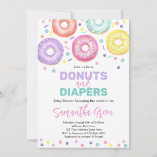 Invitación a Baby Shower de Donuts y Diapers