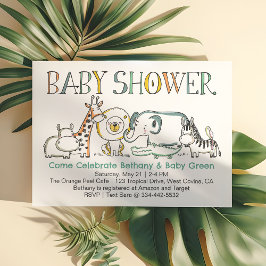 Invitación a Baby Shower de Doodle Safari