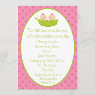 Invitación a Baby Shower de dos Chicas gemelos