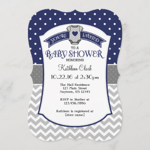 Invitación a Baby Shower de Dot Chevron de Polka A