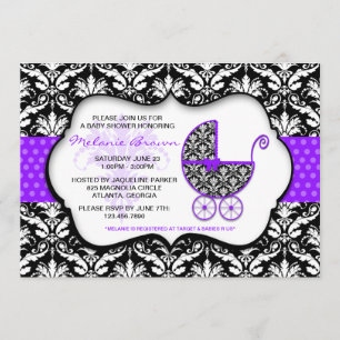 Invitación a Baby Shower de Dot de Polka Púrpura d