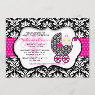 Invitación a Baby Shower de Dot de Polka Rosa