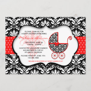 Invitación a Baby Shower de Dot de Punto Rojo de l