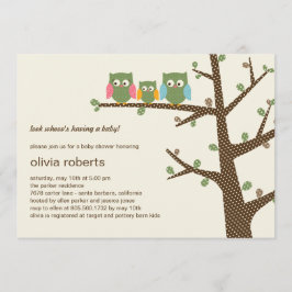 Invitación a Baby Shower de Dotty Owls
