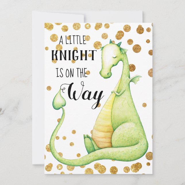 *~* Invitación a Baby Shower de Dragon Bebé Verde (Anverso)