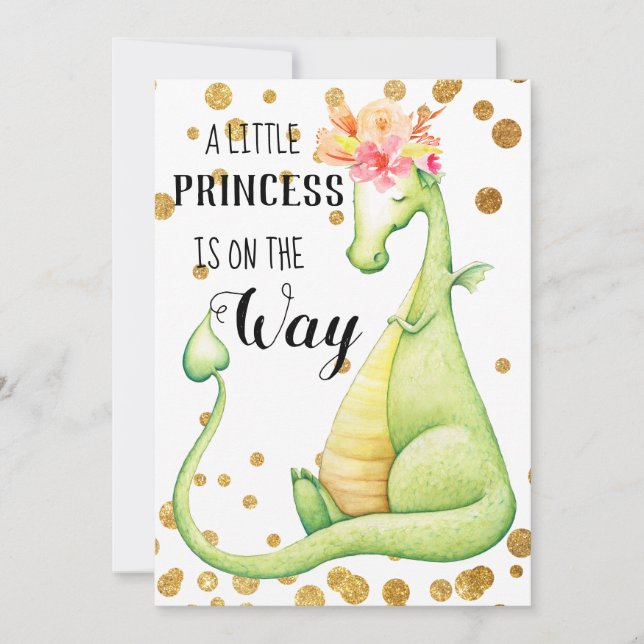 *~* Invitación a Baby Shower de Dragón Verde Bebé (Anverso)