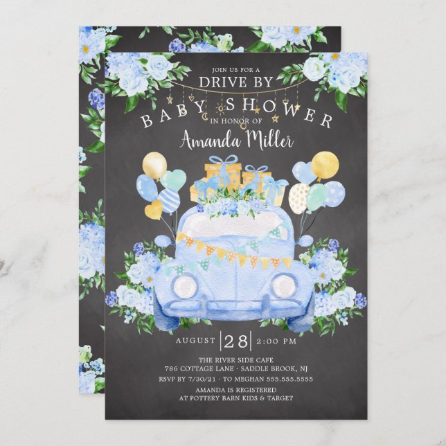 Invitación a Baby Shower de Drive By Boys (Anverso / Reverso)