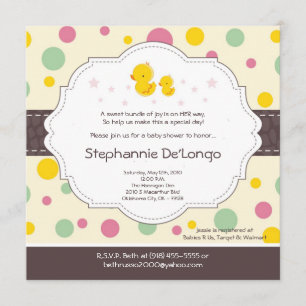 Invitación a Baby Shower de Duck Duck Chica 5x5