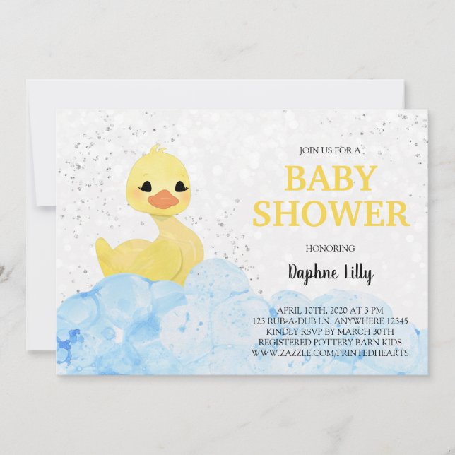 Invitación a Baby Shower de dudoso caucho - amaril (Anverso)