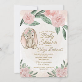 Invitación a Baby Shower de dulce conejo