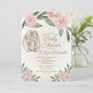 Invitación a Baby Shower de dulce conejo