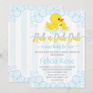 Invitación a Baby Shower de duque de goma