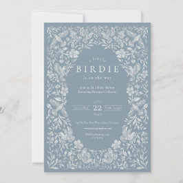 Invitación a Baby Shower de Dusty Blue Floral Bird