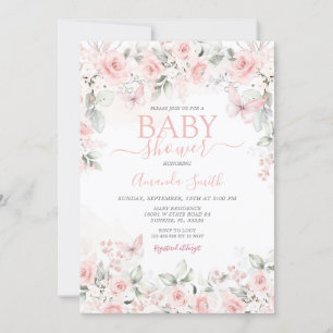 Invitación a Baby Shower de Dusty Pink Roses