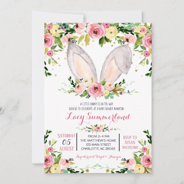 Invitación a Baby Shower de Easter Bunny (Anverso)