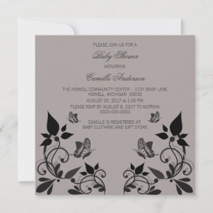 Invitación a Baby Shower de Ebony Butterfly floral