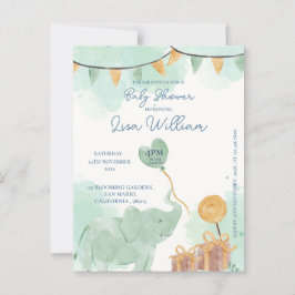 Invitación a Baby Shower de elefante bebé lindo