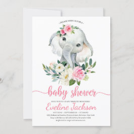 Invitación a Baby Shower de elefante cutáneo Rubor