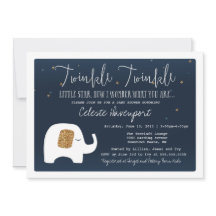 Invitación a Baby Shower de elefante de estrella p