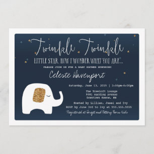 Invitación a Baby Shower de elefante de estrella p