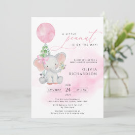 Invitación a Baby Shower de elefante lindo Chica e